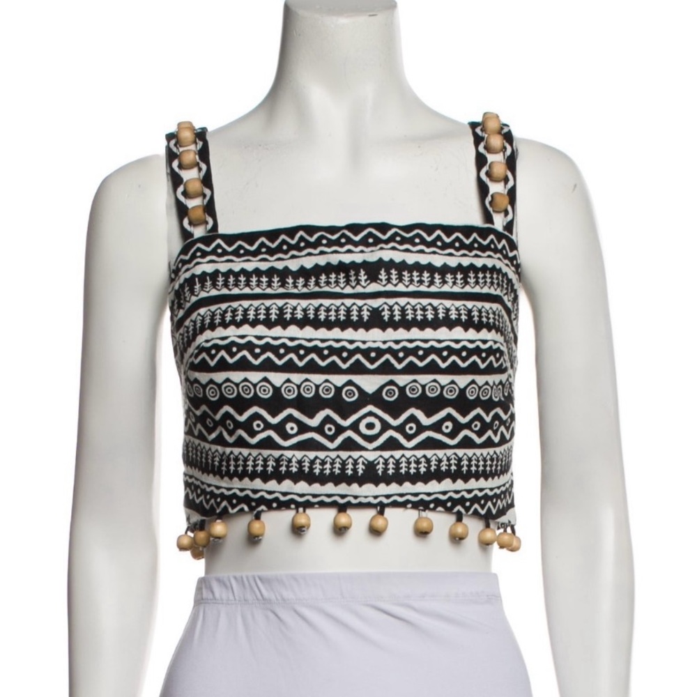 FARM Rio Black and White Patterned Top NWT